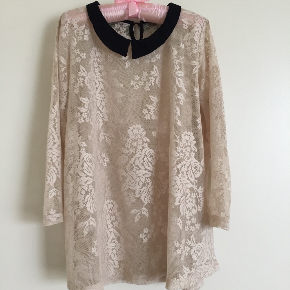 ZARA Lace Embroidered In Cream Color Blouse